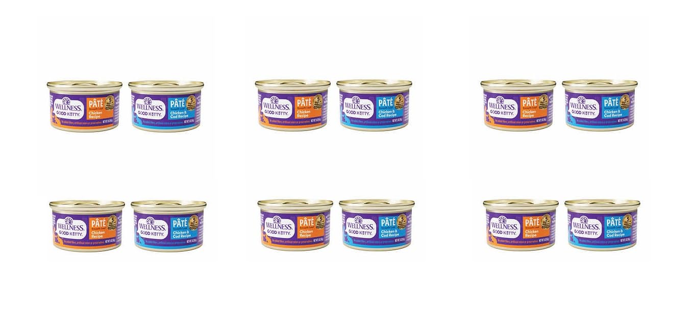 Wellness Good Kitty Wet Cat Food Pate Variety Pack, 3 Ounce (Pack of 24)