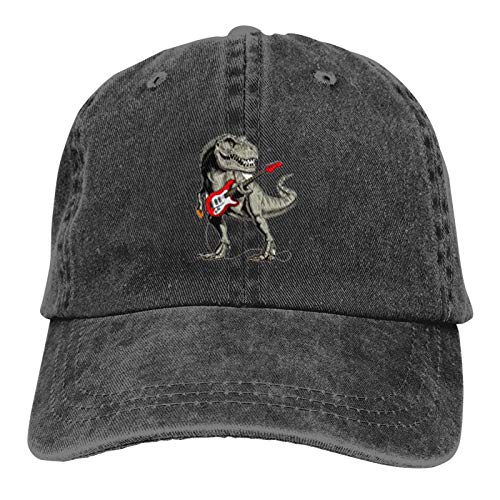 Dinosaurs and Guitar Vintage Washed Distressed Cotton Dad Hat Baseball Cap Adjustable Polo Trucker Unisex Style Headwear Style Baseball Cap All Cotton Made Adjustable Fits Men Women