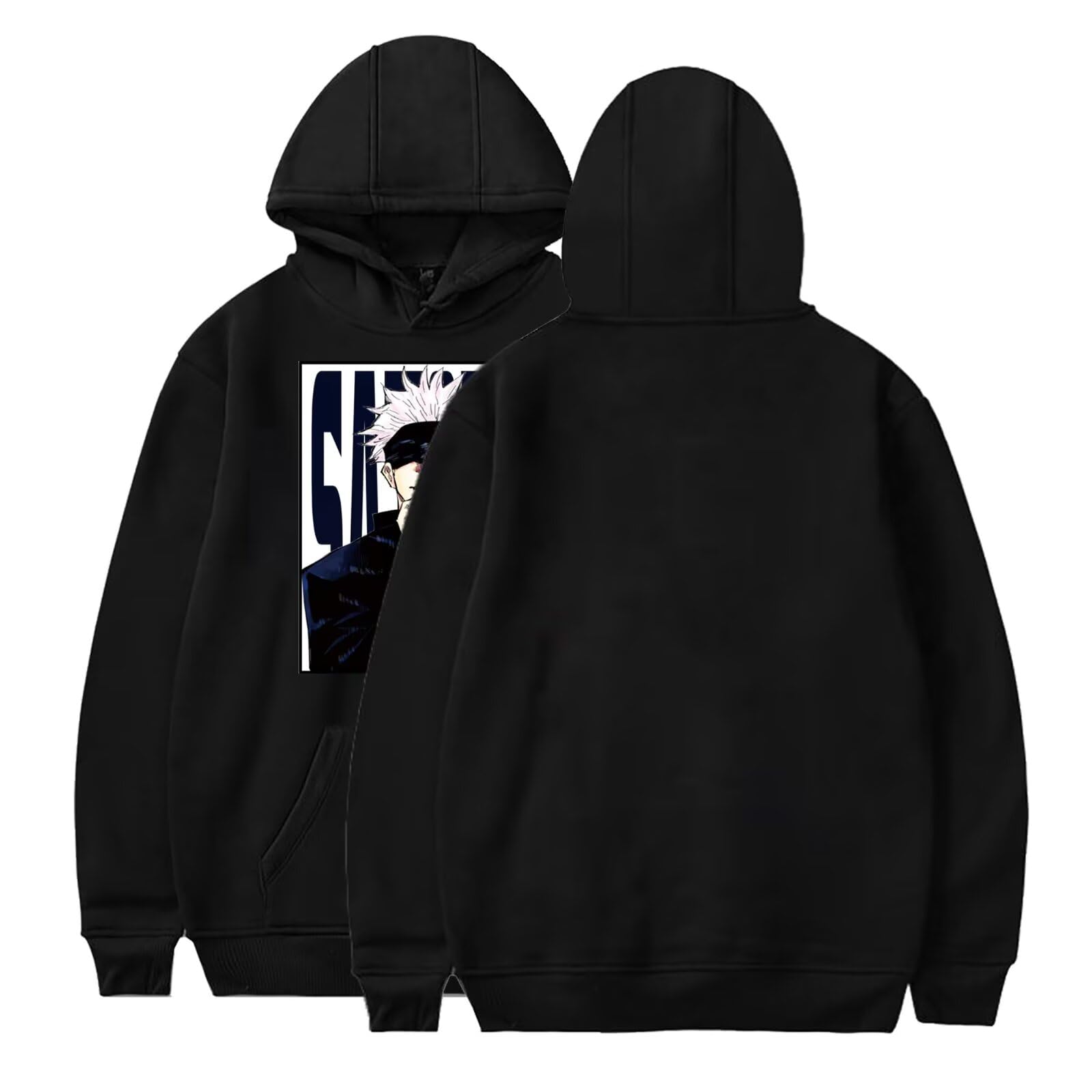 Acefast Inc Women's Black 00 Cool Satoru Gojo Itadori Yuji Nobara Unisex Tops Harajuku Anime Unisex Hoodie Pullovers, M