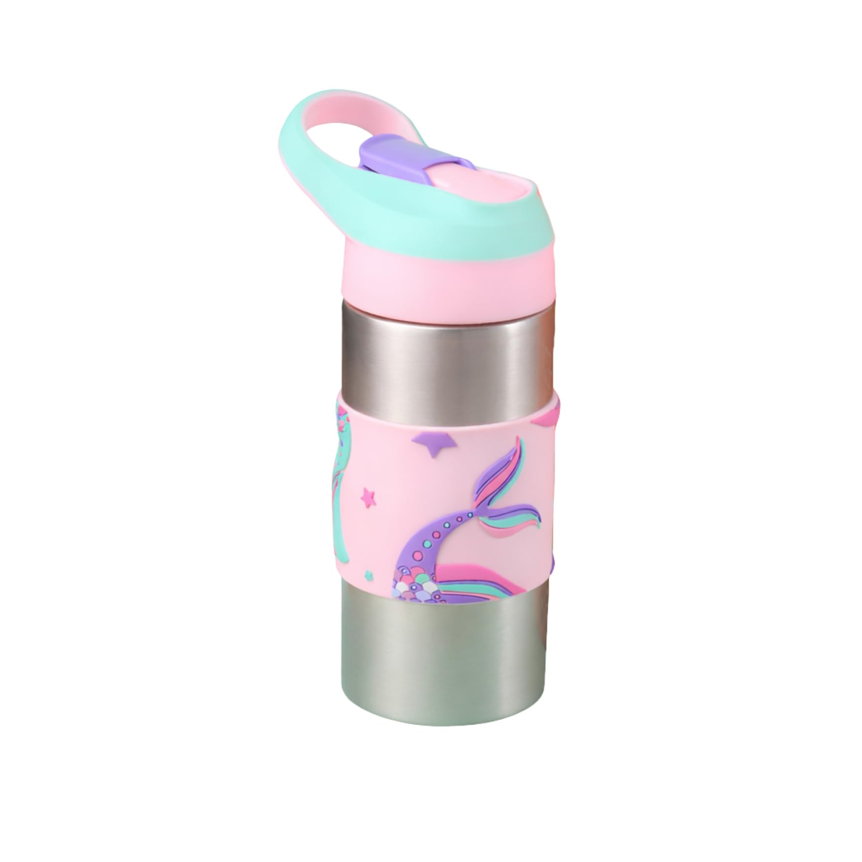 THEONI Kids Stainless Steel Water Bottle with Straw, 400ml | BPA-Free Leak-Proof School Water Bottle for Kids | Lightweight Easy-Sip Sipper Bottle with Handle (Pixi Pink)-image-7