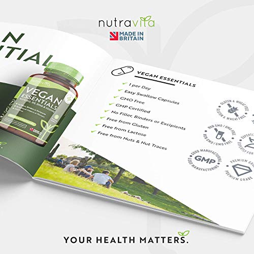 Multivitaminico Essenziali Vegani - integratore Formulato per Sostenere una Dieta Vegetale a Base - con Vitamina B12, D3, Iodio, Ferro e Zinco - Rafforza il Sistema Immunitario - Prodotto da Nutravita