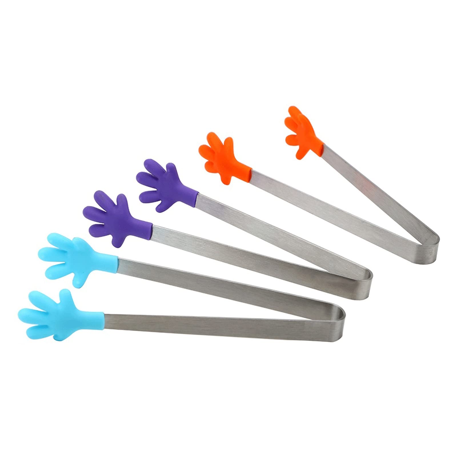 MRKU Pinzas de Silicona para Bolsas de Barbacoa, Pinzas para Alimentos, Utensilios de Cocina, Pinzas para Servir ensaladas, Mini utensilio con Mango de Acero Inoxidable.