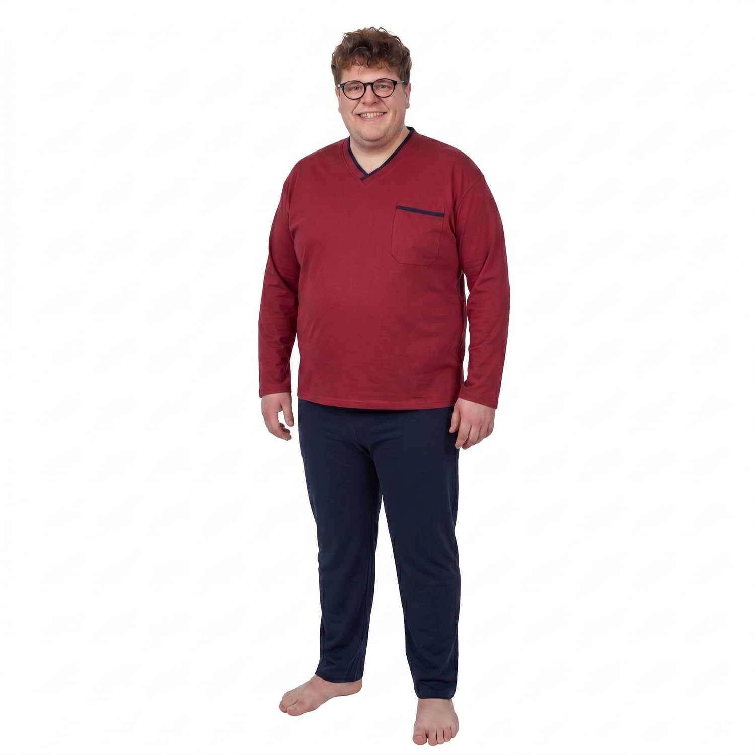 ADAMO Langer Herren Schlafanzug Übergrößen bis 10XL