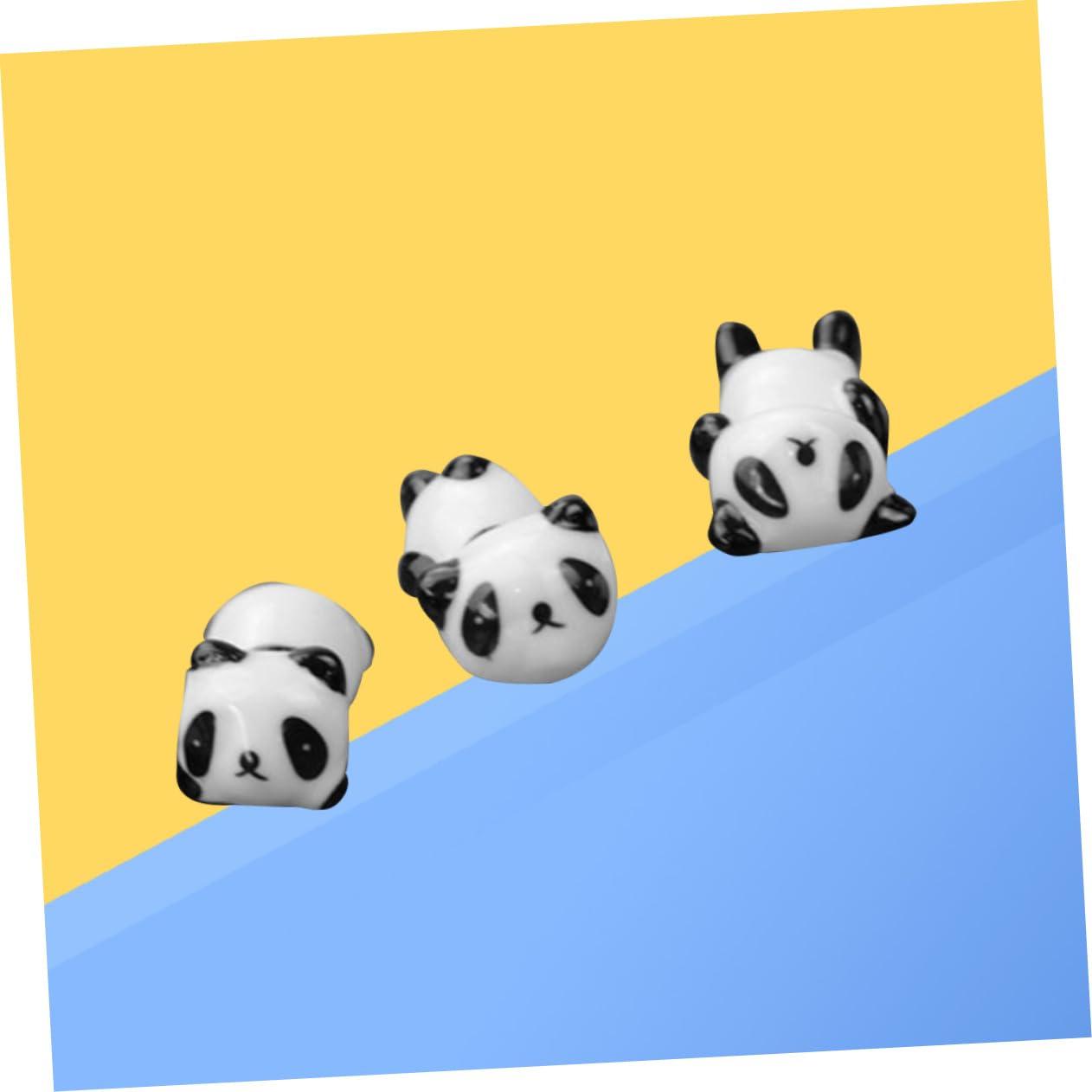 Repose-Baguettes, Supports pour Baguettes de Restaurant, Motif Panda en céramique, Lot de 6, Noir et Blanc, 14,7 x 7,6 x 7,6 cm