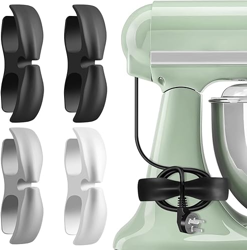 Organizador de cables para electrodomésticos de cocina, paquete de 4 unidades de bobinador de cables de alimentación, soporte adhesivo mejorado para