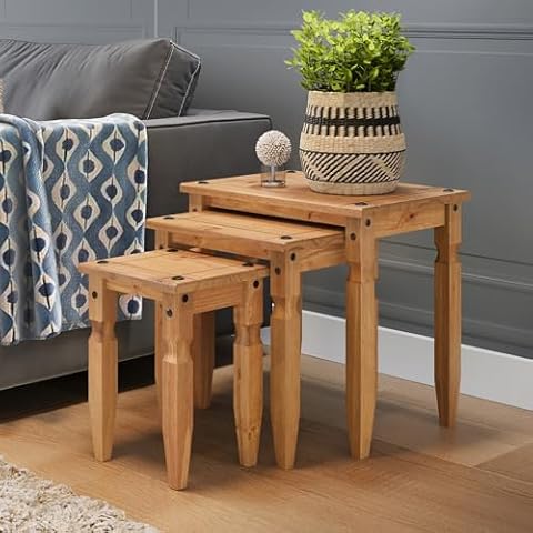 Corona Piccolo Solid Pine Nesting Tables Cover