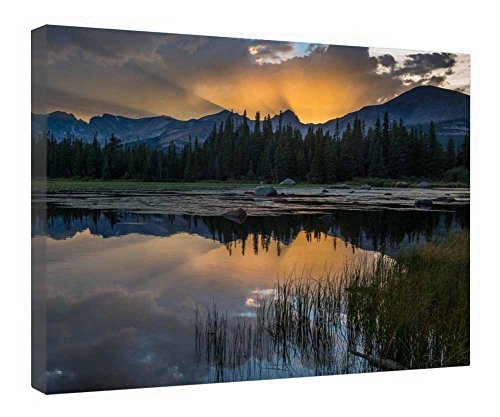 Impression sur toile Red Rock Lake mur vide solution déco cadre bois prêt à suspendre