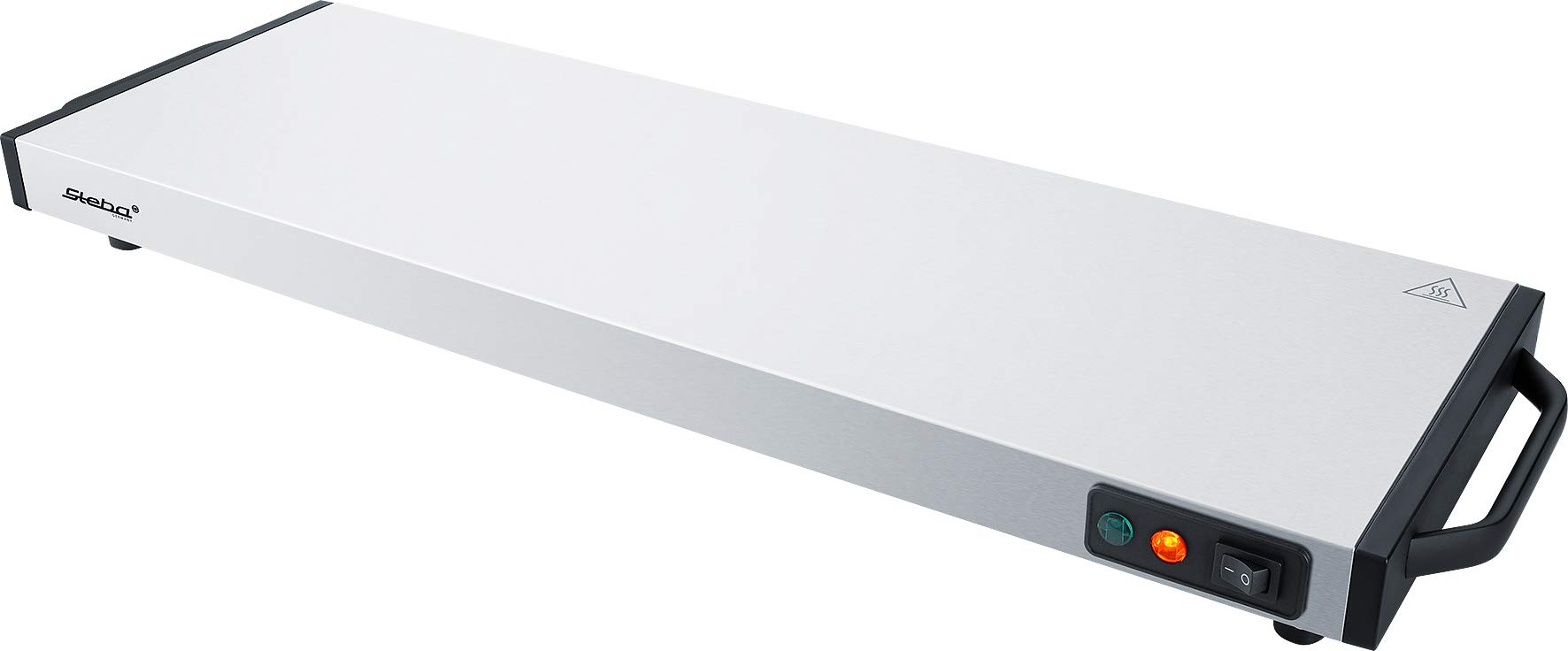 Steba Plaque de chaleur 1200W en acier inoxydable et noir, Moderne, Chauffe rapide, Témoin de température, Lumineux fonctionnement, Nettoyage facile