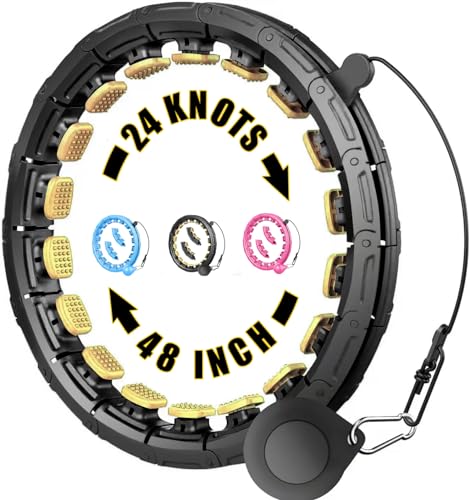 Weighted Fit Hoop, Fithoop, Fitness Hoop 2 in 1 Abdomen Fitness Massage,47inch 24 Knots Great for Adults and Beginners Weight Loss and Exercise