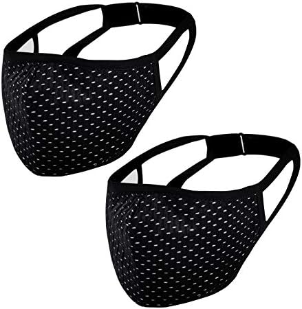 SAFE-SEC Adjustable Sports Face Mask for Women Kids Men, Washable, Reusable Black Airsoft Masks, Breathable Athletic Face Mask for Sports Running Workout Riding Gym Masks with Adjustable Strap, Nose Wire 2 Pack