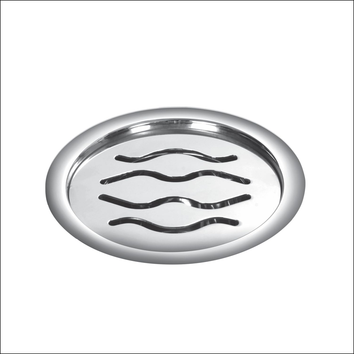 Sanjay Chilly Round Wave Floor Drain 5 Inch for Bathroom Jali SS 304 Grade Kitchen Bathtub Insects Catcher Safety Home & Factory Anti Odor Automatic Locking System (Round Wave Silver 5 INCH)