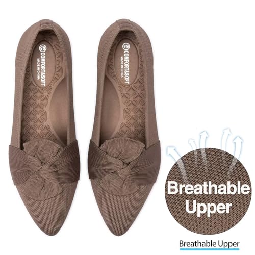 Image of Frank Mully Women's Casual Loafer Flats Slip On Loafer Shoes Comfortable Knit Flat Shoes Classics Pointy Toe Loafer Flats,for Work,Travel