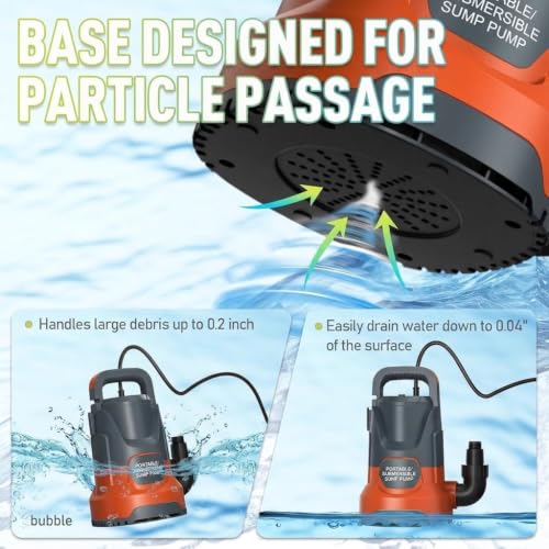 Image of Sump Pump 1HP 4000GPH Electric Thermoplastic Submersible Water Pump