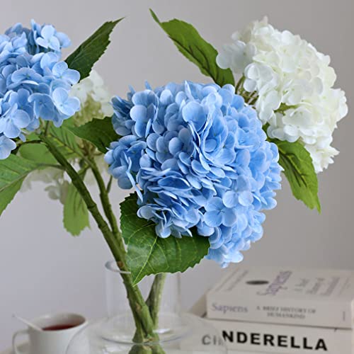 Duyone 3Pcs 21 Inch Lifelike Artificial Hydrangea Large Real Touch Flowers Artificial Flowers Dry Flowers Outdoor Wedding Christmas Office Family Party Living Room Table Decoration (White) #TOP5