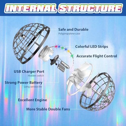 UROINT 2025 Flying Orb Ball - AI Cool Novelty Gift Galaxy Boomerang Hand Drone Magic Floating Orbit Ball Hover Mini Outdoor Fidget Toy for Boys Girls Teens Kids Red (Gray)