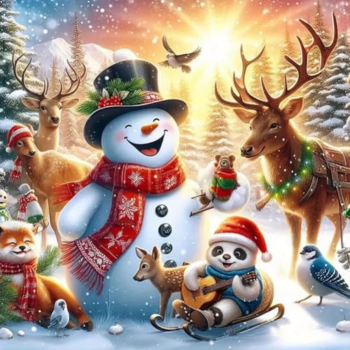 Broderie diamant Noël bonhomme de neige pour décoration intérieure