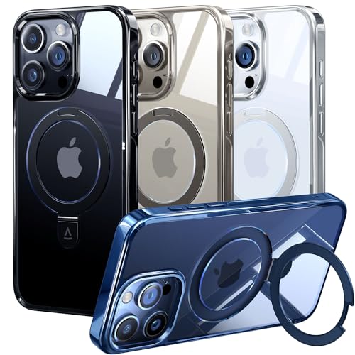 Alphex Invisible Stand Magnetic for iPhone 15 Pro Case, Compatible with MagSafe, Official Color Match for iPhone, 12FT Military Grade Shockproof Phone Cover 6.1 inch, Black Titanium