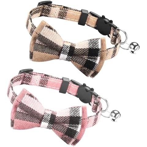 Feibety Plaid Cat Collars with Bowties Cover