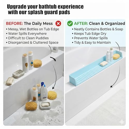 Yuragim Badewannen-Spritzschutz,Silikon Saugnäpfe Wasserspritzschutz,Badewannenspielzeug Aufbewahrung,Badezimmer Organizer für Baby Badespielzeug,Verhindert Wasserspritzer Im Badezimmer,Spritzschutz