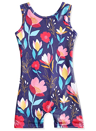Image of HOZIY Gymnastics Leotards for Girls with Shorts Toddlers Biketards Rainbow Unicorn Dinosaur Mermaid Leopard Flower Galaxy