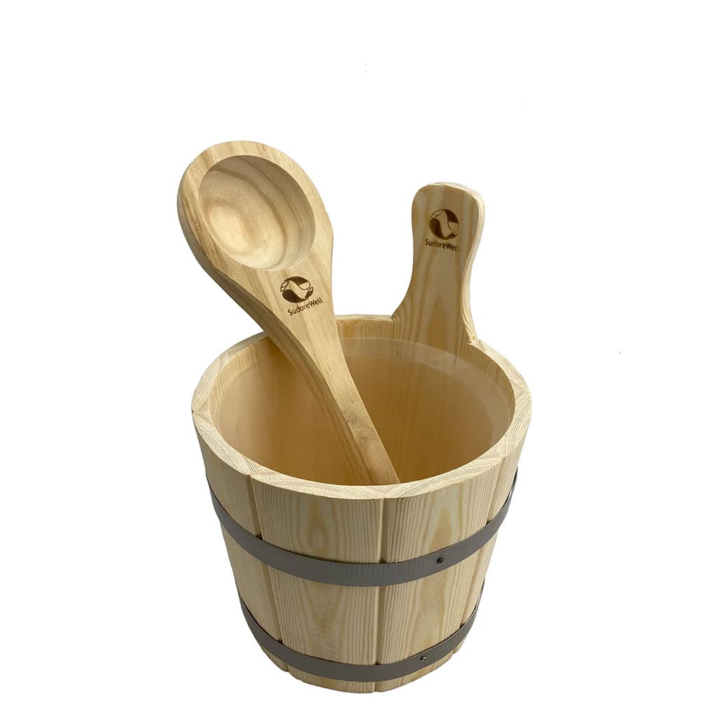 Juego de accesorios para sauna clásicos, 5.0/6 piezas, de madera de pino natural