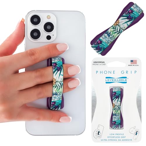 LOVEHANDLE Universal Phone Grip for Smartphones & Mini Tablets - Phone Holder for Hand - Wireless Charging Compatible - Made in The USA - Island Daydream