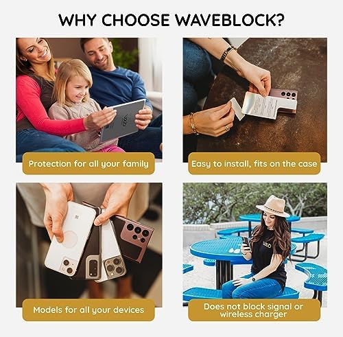 WAVEBLOCK EMF Blocker for Cell Phone - Made for iPhone 17e - The Only Patented, Real Scientifically Backed, Lab-Tested 5G-Shield Sticker to Protect You & Your Loved Ones - USA Made White - 4