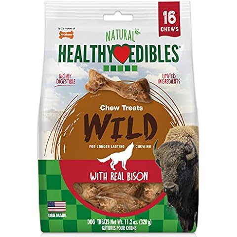 Nylabone Healthy Edibles WILD Natural Long-Lasting Bison Flavor Bone Chew Treats for Dogs, Small (16 Count) Cover