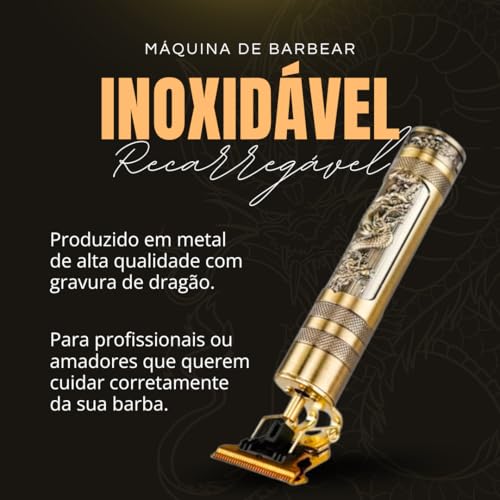 Maquina de Barbear e Cortar Cabelo e Barbear Recarregável Sem Fio com Lâminas em Aço Inoxidável e De