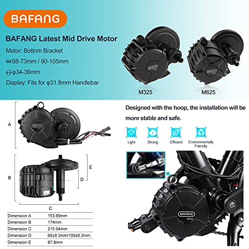 Bafang M625 Mid Drive Motor : Newest 50.4V 1000W Electric Bike Diy Conversion Kit With 19.6Ah Battery & Dpc181 Bluetooth Display, Latest 8Fun Mid Drive Kit For 68Mm Bottom Bracket #TOP1