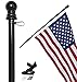 Flag Pole Kit - Includes 3x5 ft American Flag Made in USA, 6 Foot Tangle Free Flag Pole, and Flagpole Bracket (Black)