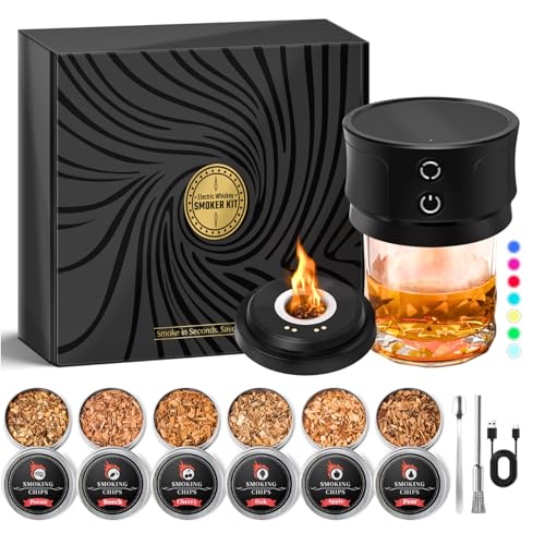 Electric Whiskey Smoker Kit with Lights: Cocktail Infuser with 6