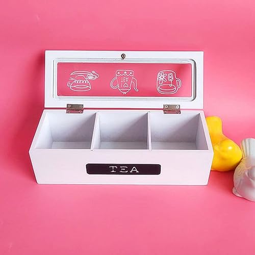 Miniatura 6 de Pequeña caja de té de madera con 3 compartimentos, organizador de caja de té de madera, caja de almacenamiento para joyas, organizador de mini