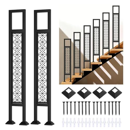 2Pcs Hand Rails for Indoor Stairs, 35.4in U-Shaped Handrails Matte Black by OXBZKMY - Used condition - US$50.77