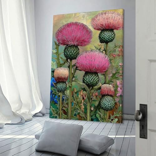 Chardon en fleurs tableau mural POLIUAWS pour sublimer votre chambre a coucher