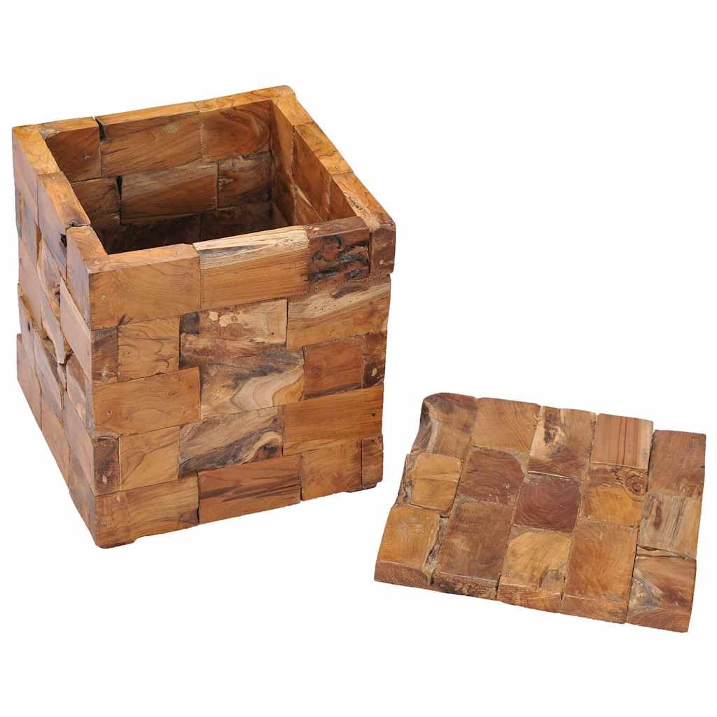 Klappbarer Teakholz Hocker mit Stauraum 40x40x45 cm stapelbar leicht tragbar für Küche Garten Balkon Camping Terrasse und Party