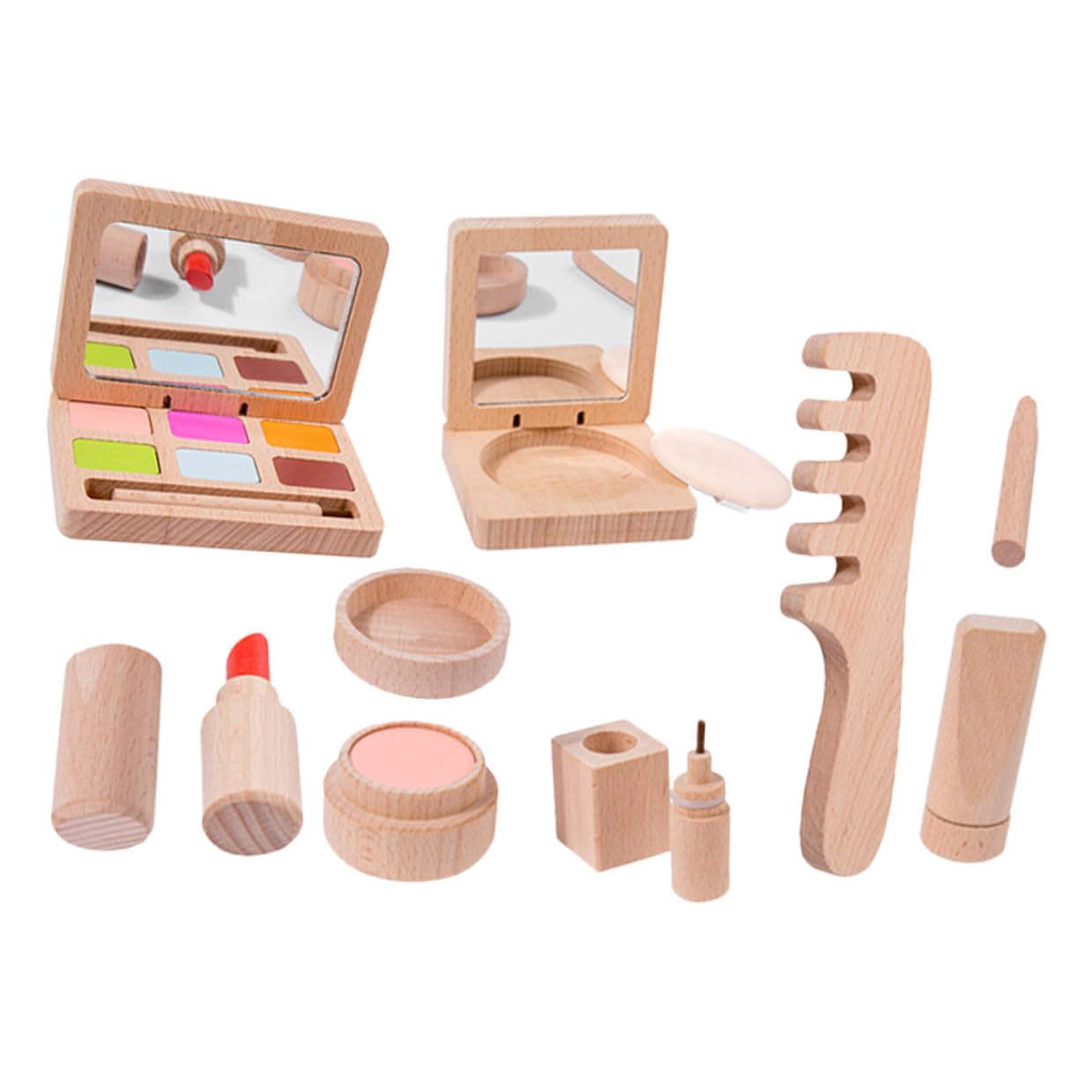 Holz Schminkset für Mädchen Kinderschminkset mit Lippenstift und Pinsel Rollenspiel Beauty Salon Satz von Kreativität und Geschicklichkeit