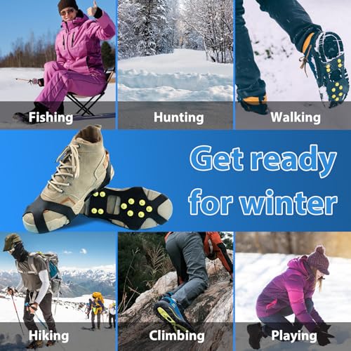 10 Schuhspikes Anti Rutsch Schuhspikes, Ice Klampen Schuhkrallen Schnee EIS Spikes Sohle, Schuhkrallen Ice Klampen Schnee Spikes, Winter Outdoor Sports Klettern, Größe M