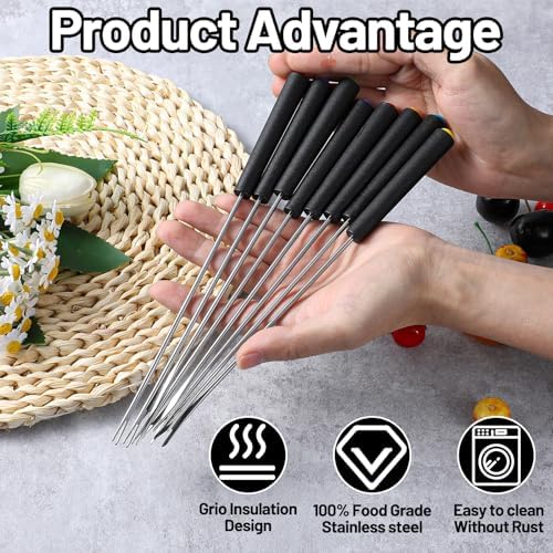 8Pcs Stainless Steel Fondue Forks, 9.44" Color Cheese Fondue Fork with Heat Resistant, Fondue Sticks for Grill Cake Cheese Chocolate Roast Marshmallows Dessert Meat — view 2