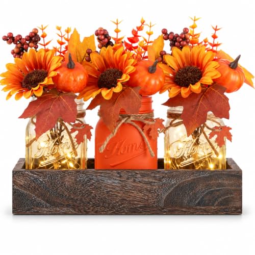 Mason Jar Fall Thanksgiving Table Decorations, Centerpieces for Tables