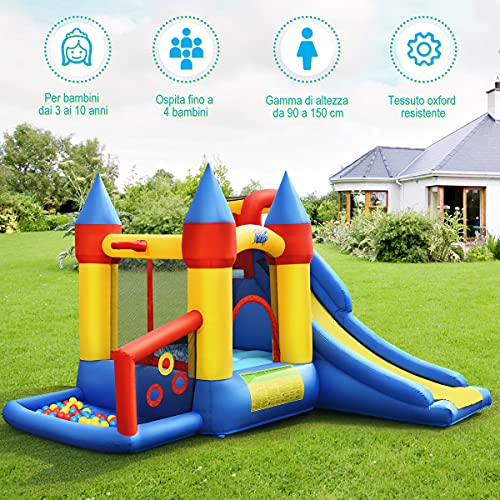 COSTWAY Castello gonfiabile per bambini, 6 in 1