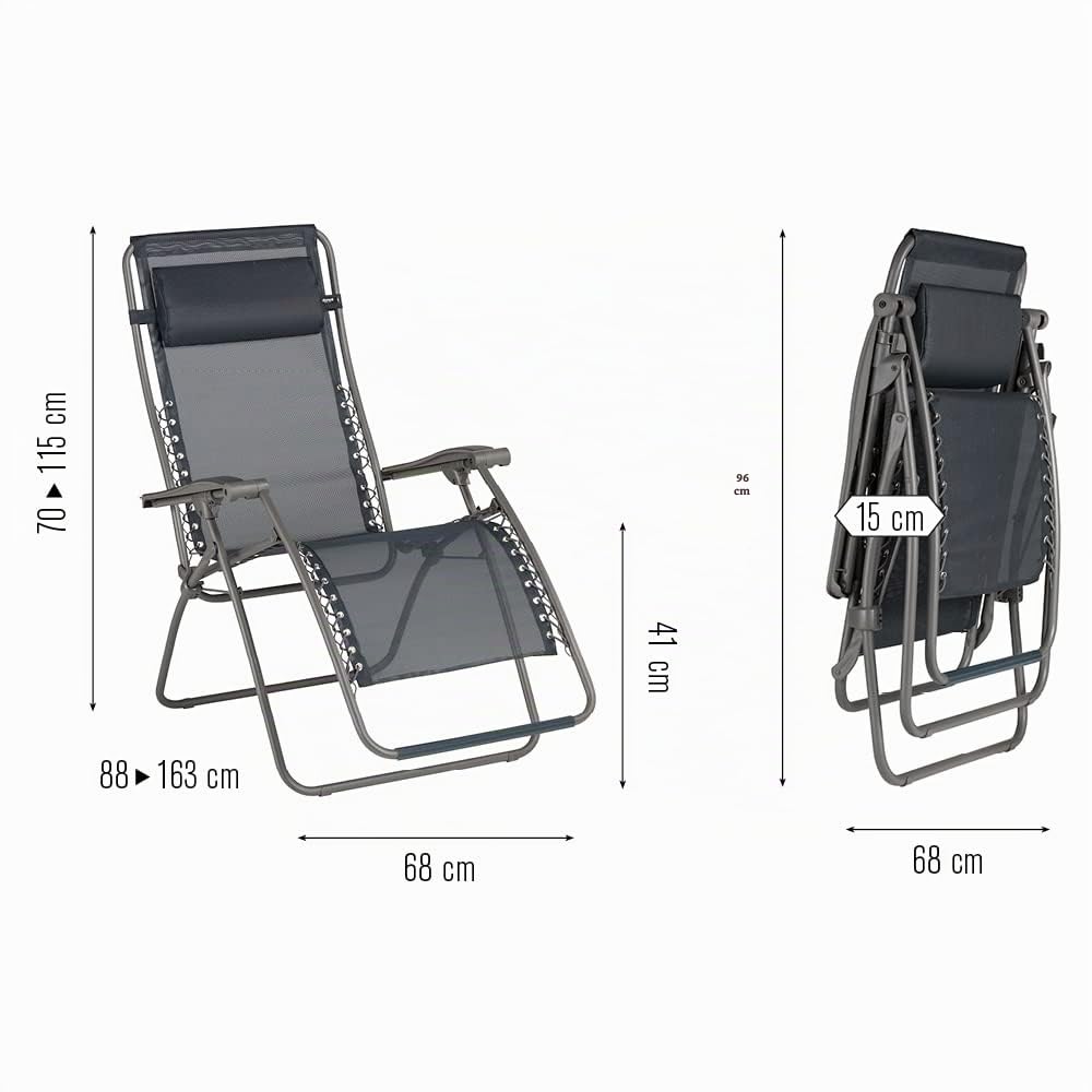 Lafuma MOBILIER Sedia a sdraio reclinabile Relax, Pieghevole e regolabile, Sistema di sospensione con lacci, RSXA, Velio, Colore: fonte, LFM2045-9149