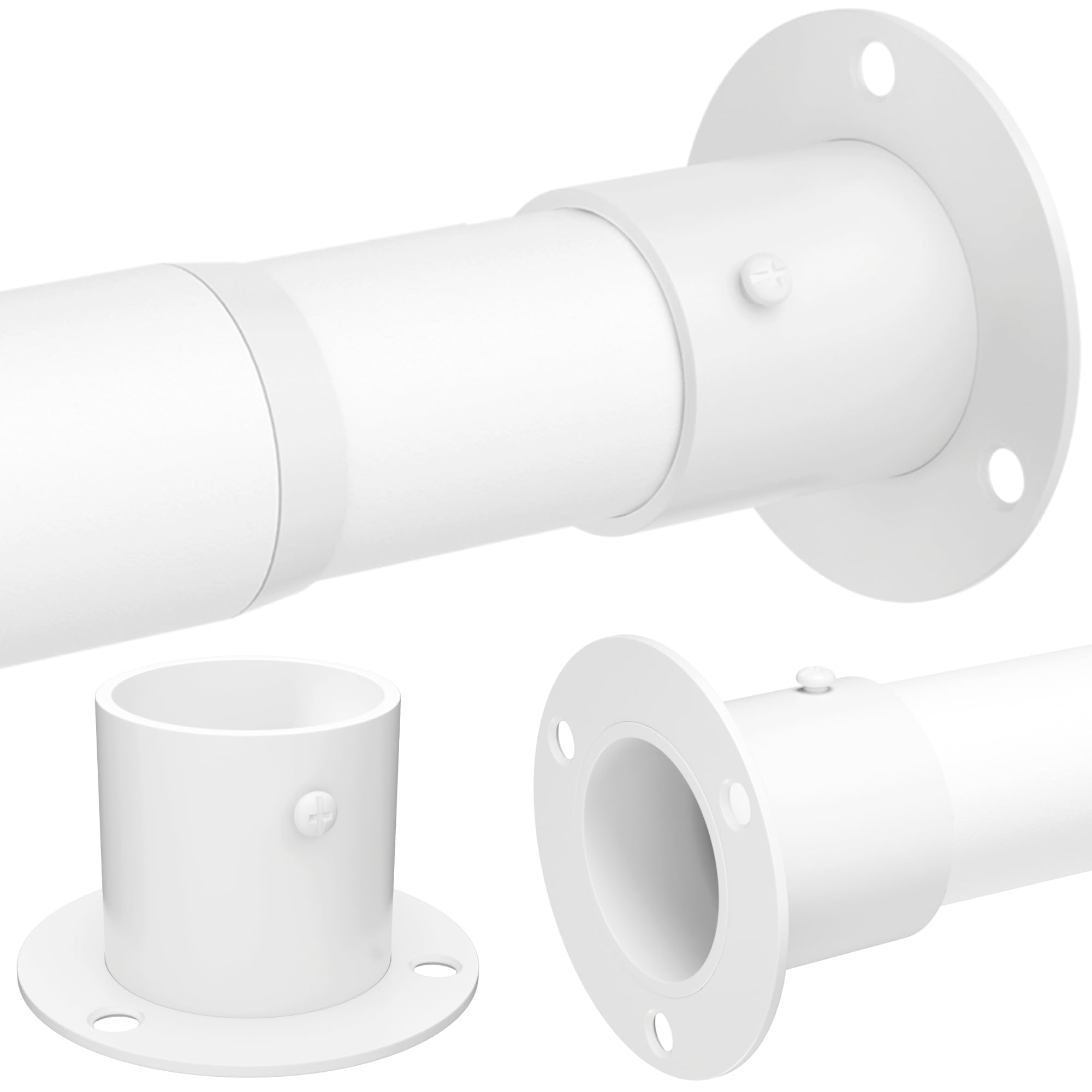 Wardrobe Pole, Wardrobe Rail Adjustable Clothes Rail with Screws and Sockets, Hanging Rod for Wardrobe and Bedroom, 85-160CM/Diameter 32MM,White