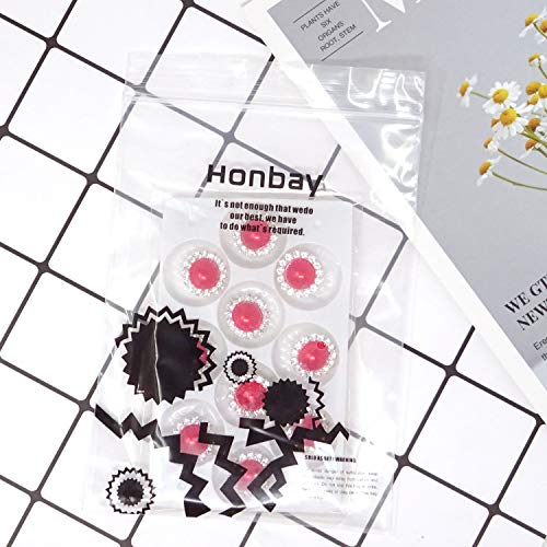 Honbay 10Pcs 16Mm Round Rhinestone Faux Pearl Buttons Embellishments - Sew On (Red) #TOP6