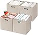 Posprica Contenitori Pieghevoli Quadrati,Cestelli di immagazzinaggio,Spessa e Robusta - 28x28x28 cm (Set di 4),Beige