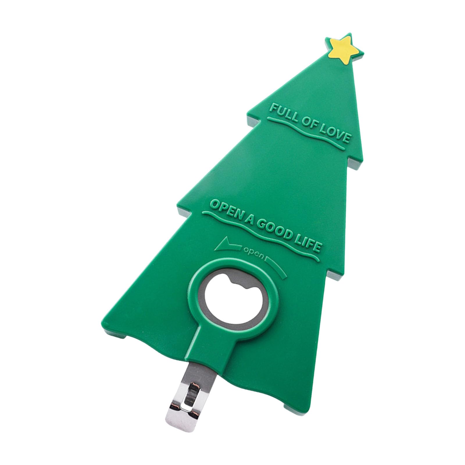 Jazuaiao Can Opener Jar Opener Christmas-Tree Shape Bottle Lid Remover Ergonomic Household Cooking Essential Can for Kitchen