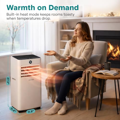 Image of SereneLife 10,000 BTU Portable Air Conditioner and Heater, Small AC with Dehumidifier and Fan, Mini AC Unit with 450 Sq. Ft. Coverage, Includes Remote Control and Window Mount Kit