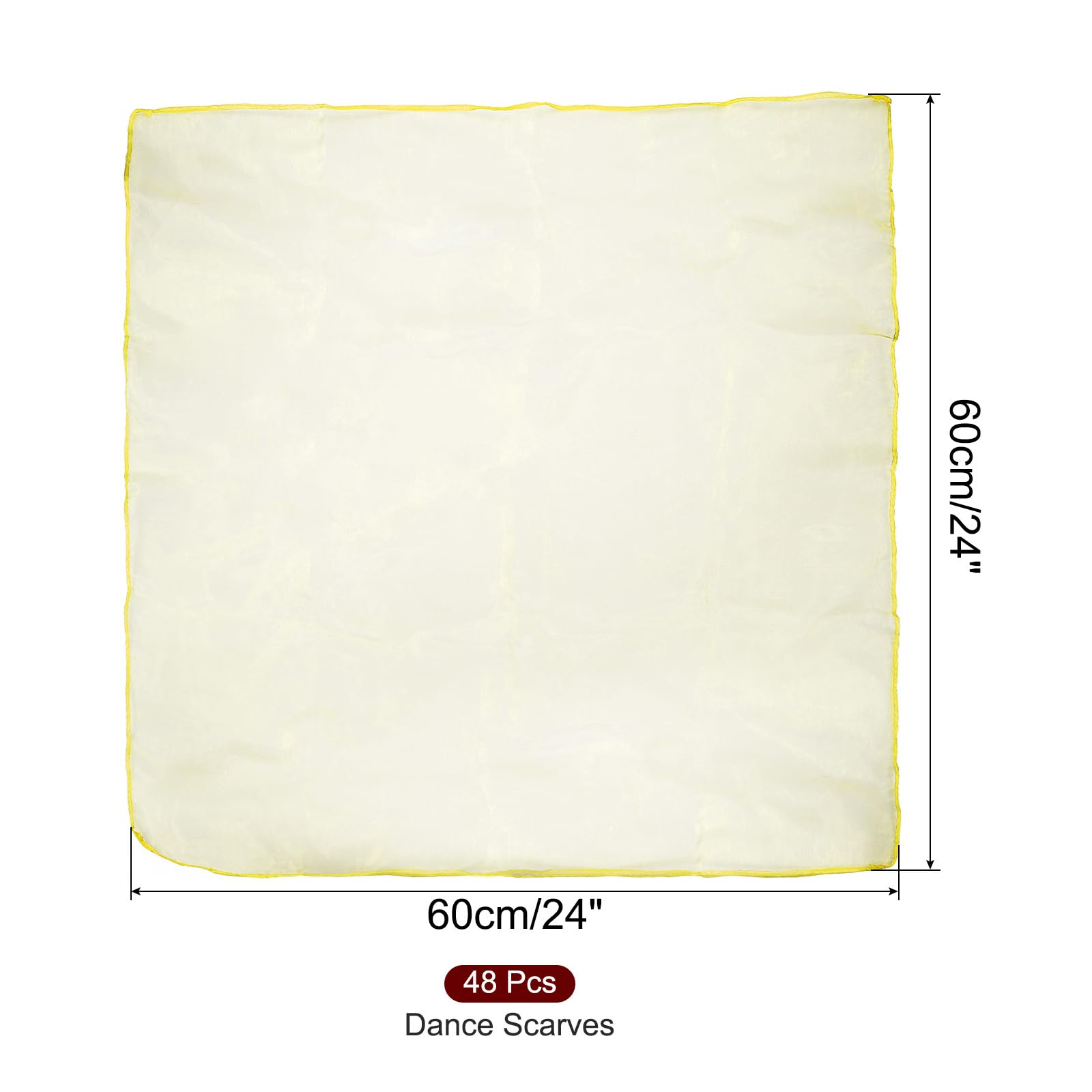 PATIKIL Lot de 48 foulards de jonglage carrés pour la danse, 61 x 50,8 cm, accessoires de performance pour jouer au jonglage magique, jaune