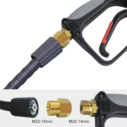 Miniatura 2 de Joywayus Acoplador de lavadora a presión M22-0.551 in Rosca hembra a M22-0.591 in macho accesorio para pistola de agua de alta presión manguera