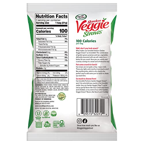 Sensible Portions Sweet & Salty Straws Variety Pack, Zesty Apple Straws and Sea Salt Veggie Straws for Snacking, Perfect